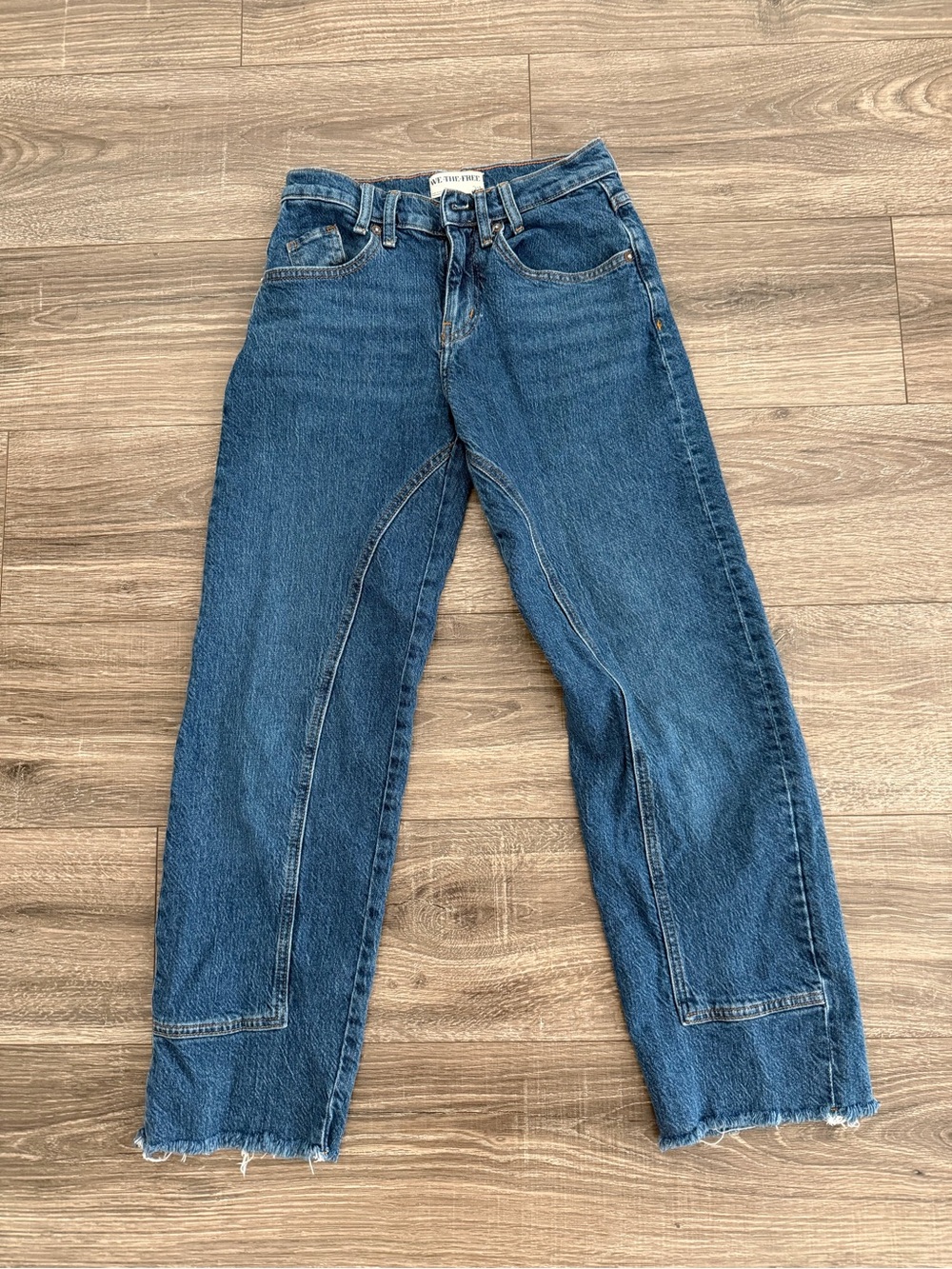 Free People Indigo Paneled Ankle Crop Jeans